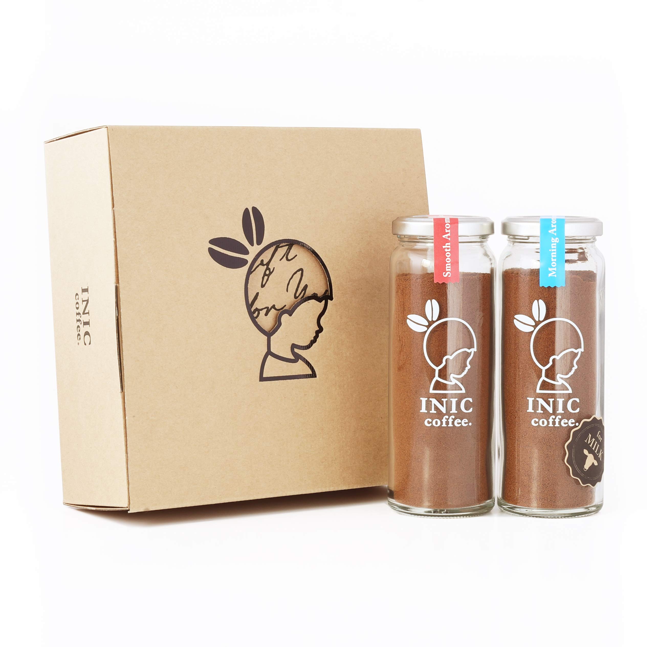 INIC coffee 2ボトルギフト 【定番のレギュラーブレンド/カフェオレ専用絶品コーヒー】【パウダーコーヒーの最高峰】【世界のバリスタチャンピオンも採用の味わい】瓶