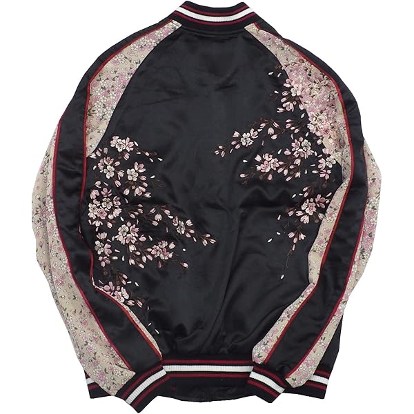 Amazon | [花旅楽団] Script リバーシブル スカジャン 桜 髑髏 スカル