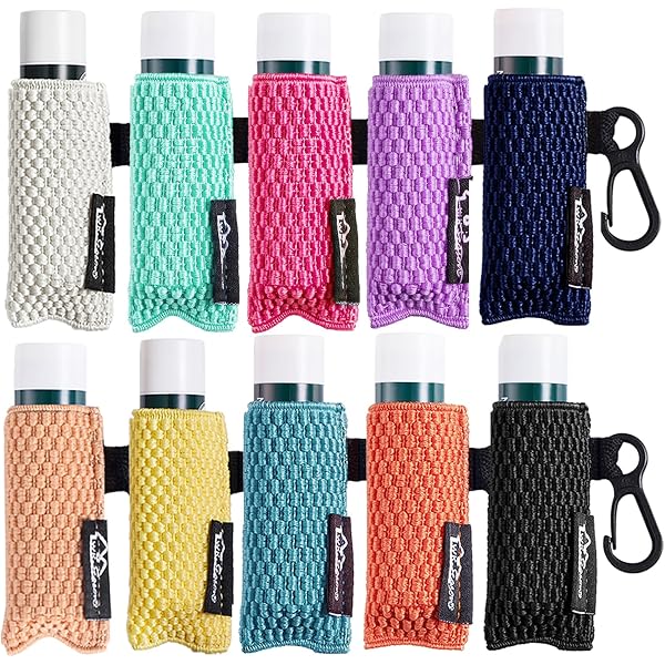 LUCKINEE Lip Balm Keychain Holder - Elastic Chapstick Holder For Fat & Slim Tubes, 3 Pack (Red/Blue/Dark Khaki) - View #3