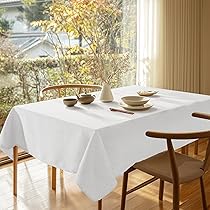Amazon｜Deconovo テーブルクロス 140*220CM ホワイト 撥水 汚れ
