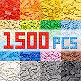 HIUMEクラシック ブロック おもちゃ1500ピースのブロックセット、レゴおよび主要なブランドに対応、12色のクラシックカラー、14のバルクシェイプ、男女兼用、6歳以上対象