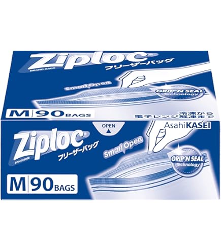 Amazon.co.jp: 【大容量】ジップロック フリーザーバッグ M 90枚入