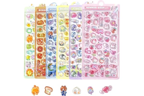 ぷくぷくシール ぷっくりシール ボンボンドロップ プクプク 3D 立体ふわふわ質感 かわいい 女の子 可愛 手帳・ノート・封筒装飾用 長期保存にも耐える 6枚セット