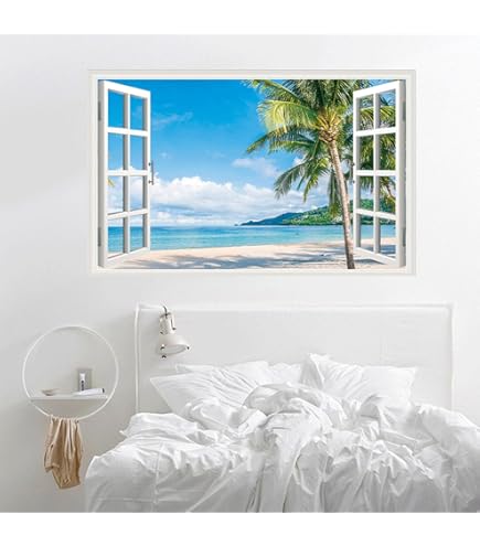 Amazon.co.jp: HOTIYOK ウォールステッカー 窓 道 風景 偽窓ステッカー