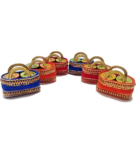 Set 20 Pacchetti Haldi Kumkum Con Elefante In MDF - Matrika - Tamboolam Per Pooja E Regalo Ritorno