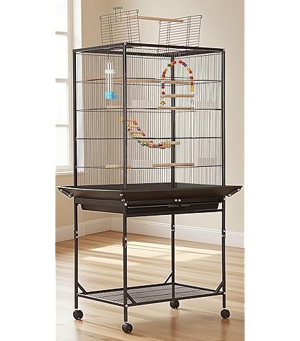 Amazon | 大型鳥かご 鳥ケージ スチール 高強度 取り外し可能なトレイ