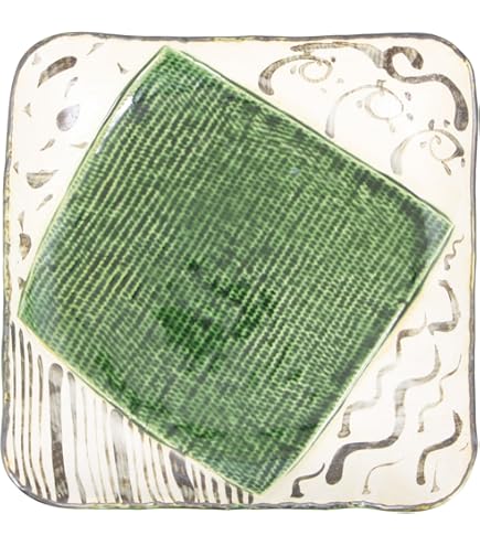 Amazon｜瀬戸焼 中島塩草 「 織部のうつわ 」 6寸 織部皿 プレート 皿