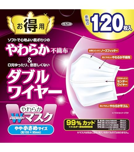 Amazon.co.jp: リブふわWマスク 小さめ 【個包装】 50枚 : 産業・研究