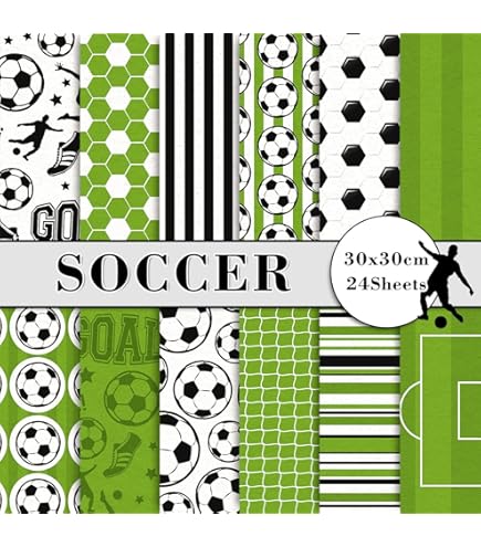 Amazon | 24枚 12インチ × 12インチ サッカースクラップブック用紙