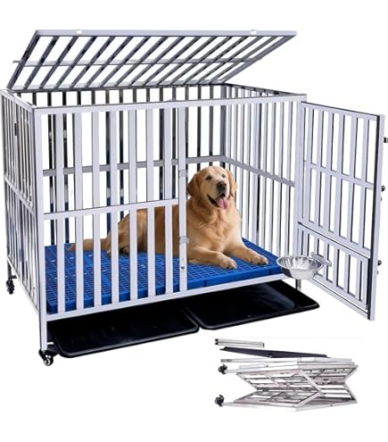 Amazon.co.jp: 犬ケージ 中大型犬用 ステンレス製 折りたたみ