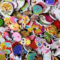 Kinteshun 100pcs Wooden Buttons - Assorted Cartoon Animal Prints, 2-Hole, Natural Wood For Sewing & Crafts - View #13
