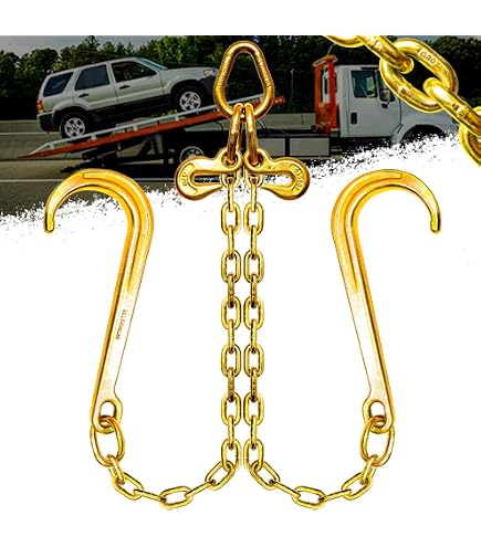 thumbnail image 2 of Alfa Wheels 5/16" X 10' G70 Tow Chain With J Hook & RTJ Grab Hook – 4,700 Lbs WLL (2-Pack) 2 of 6