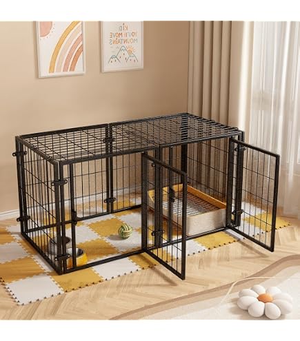 特価‼️ 犬 ケージ ペット サークル フェンス ダブルロック　(ブラック16枚) Amazon | HEEOREV ペットサークル 犬 ゲージ ペットフェンス 犬