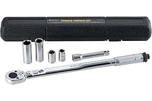角利(KAKURI) トルクレンチセット 収納ケース付 トルク範囲28-210N.m ソケット14/17/19/21mm エクステンションバー125mm 差込角12.7mm ツール 工具 タイヤ交換 車 バイク 自転車 ラチェット式 マルチクラフト 