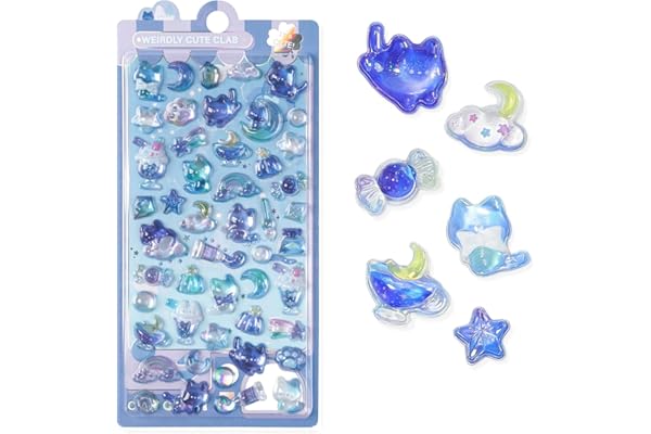 シール 可愛い 3d立体ごほうびシール 女の子 キラキラ ステッカー 手帳用 diy用 水筒用 携帯電話飾り用 手芸用品 贈り物（青い猫）