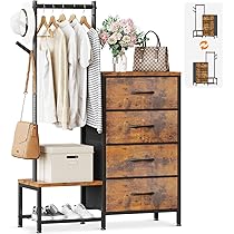 Amazon｜AODK ハンガーラック 布製引き出し付き ワードローブ