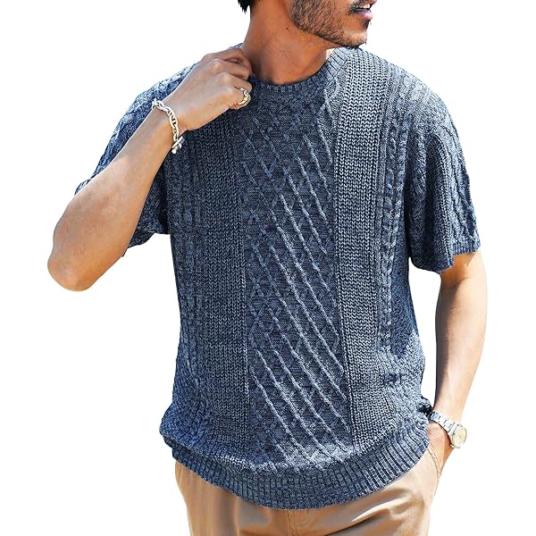 Amazon | [MENZ-STYLE] サマーニット ショールカラー 半袖