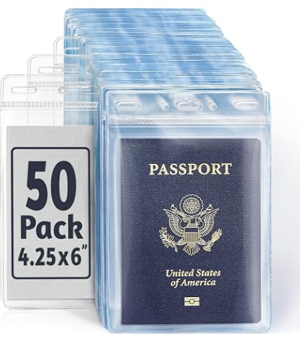 thumbnail image 2 of Patelai 4 X 8 Inch Plastic Badge Holder Bulk Clear Vinyl ID Protector Sleeves Card Ticket Credential Badge Sleeves Vertical Waterproof Badge Holder Name Tag Holder For Sporting Events (100 Pcs 2 of 14