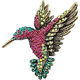 SELOVO アンティーク トーン 鳥 ハチドリ マルチカラー オーストリアン クリスタル ピン ブローチ ジュエリー