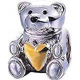 BOLENVI Gold Heart Teddy Bear 925 Sterling Silver Pendant Charm Bead For Pandora & Similar Charm Bracelets or Necklaces