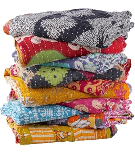 Amazon.co.jp: 25 pcs WholesaleリバーシブルヴィンテージKanthaキルト