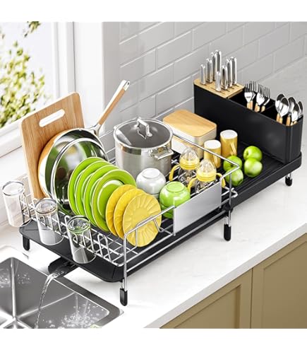 Amazon | Sabatier Expandable Dish Rack with Soft Touch Coating