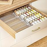 Spice Drawer Organiser, 8PCS- 4 Tier Clear Acrylic Spice Rack, Adjustable Expandable From 11"- 22" Large-capacity Drawer Seas