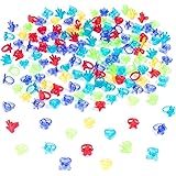 Super Z Outlet Colorful Assorted Plastic Glitter Toy Rings | Bag Of 144 Rings (Hearts, Bears, Stars, Hands & Flowers) | Use A