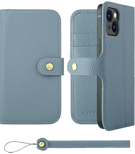 【色:ブルーグレー_サイズ:iPhone13】HANATORA iPhone13 Amazon.co.jp: HANATORA iPhone13 ケース 手帳型 本革