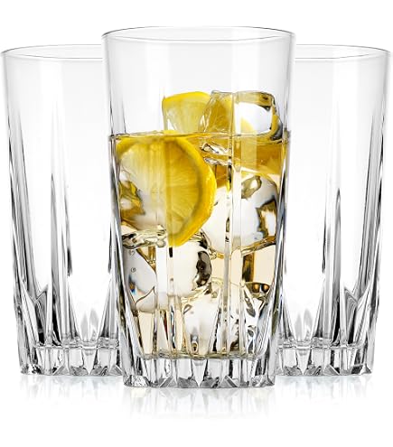 Water Glasses Tea Cup Set 2-Pack Sunflower es - 10.5oz Lead-Free Crystal Cocktail Glasses Highball Glass