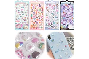 Smato ボンボンドロップシール ぷくぷく ぼんぼん ぷっくり 4枚セット あわわ ちゃん しずくちゃん ラブブ ちい かわ 貼り付け可能 3d 立体 可愛 大人の図鑑 手帳用 携帯電話飾り用 DIY用 シール (B 02)