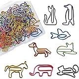 5WYOUKE ゼムクリップ 【40枚セット】ペーパークリップ 動物 クリップ 可愛い ネコ 犬 ペンギン ブックマーク 金属製 書類整理/招待状/付箋/手紙/メモ帳用 文房具 カラー 豊富 メモクリップ 8種類5色 収納ケース付き