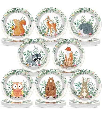 Whaline 50Pcs 9 Inch Wood Grain Disposable Paper Plates Rustic Wood...