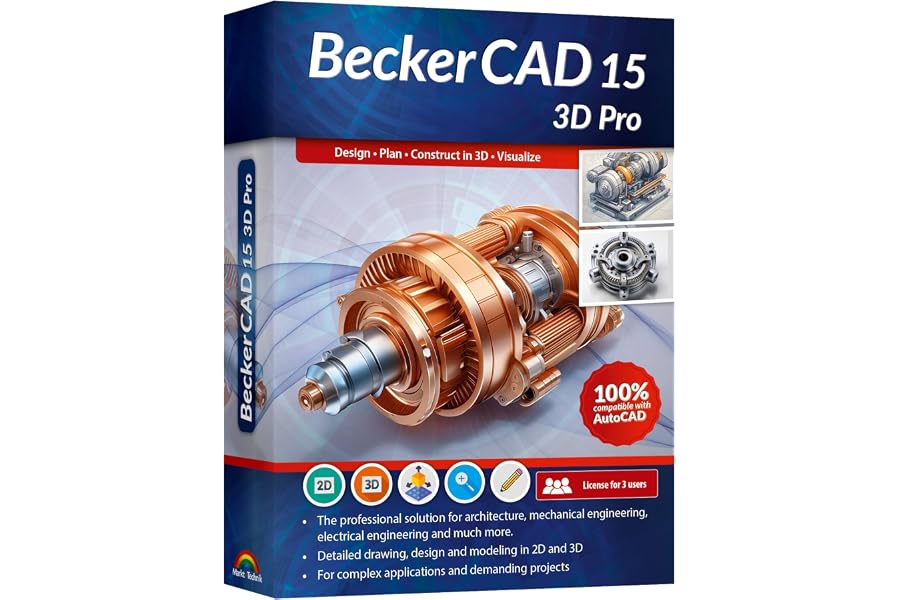 BeckerCAD 15 3D PRO - for Printing, Home Design, Floor Plan, Architecture, Engineering, Electric and more software compatible
