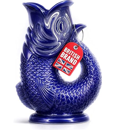 The Original Gluggle Jug - Sea Blue Glug Jug in L, 22cm 0.6L - Gug