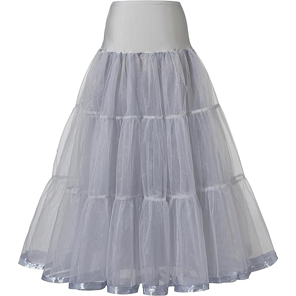 Aprildress Damen Petticoat Unterrock Lang Weiß Tüll Fluffy Crinoline