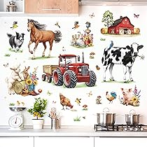 Large Farm Animal Wall Decals – Peel & Stick Vintage Style Cow, Sheep, Chicken, Horse & More – Kids Room, Kitchen, Playroom Decor - View #4