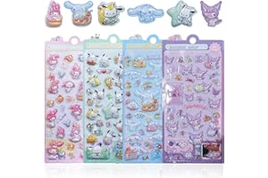 【4枚セット】 3Dシール ぷくぷくシール サンリオ ぷっくり 立体 ぷくぷく ぽんぽんドロップ クロミ 可愛い 女の子 男の子 手帳用 日記帳用 ごほうび DIYクラフト用