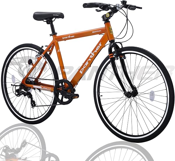 Panther Hybrid Bicycle, Lightweight Aluminum Frame, 8-speed, 5 ft 3.0 inches (160 cm) and Taller, Front Hub Quick Release, Adjustable Stem, Cushioned Saddle, V Brake, Most Cost-Efficient Model - 1