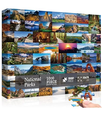 National Parks Jigsaw Puzzle For Adults - 1000 Piece Scenic Puzzle With Yellowstone, Yosemite & Zion Stickers