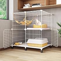Amazon.co.jp: 猫ゲージ 2段 おしゃれ ネコ ケージ 多頭飼い ホワイト