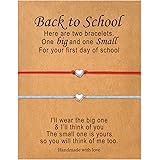 IEFLIFE Back to School Gifts for Women Girls, Mother Daughter Matching Bracelets First Day of School Gifts String Heart Compa