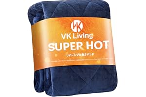 VK Living 敷きパッド シングル リバーシブル 冬 【SUPER HOT】 シーツ 帝人TEIJIN中綿 あったか しきぱっと フランネル 24時間持続制菌消臭 オールシーズンで使える 静電気防止 速暖 洗える 防ダニ 100×200cm ネイビー