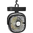 Camping Fan with LED Lantern, UL Certified, 6 inch 10000mAh Rechargeable Battery Powered, Max. 28H of Working, Powerful & Qui