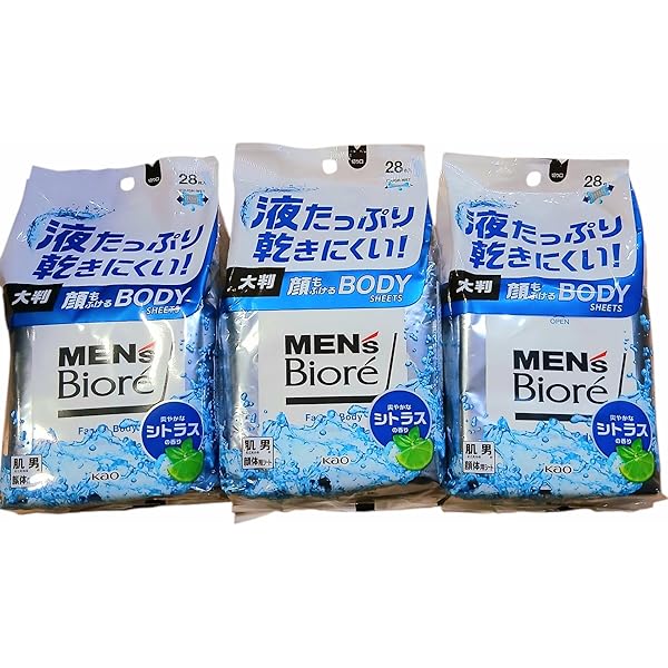 Amazon | 花 王 メンズビオレ 顔もふけるボディシート 28枚入 ×3パック