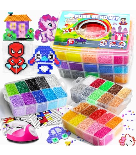 Kawada Kirby Star Perler Beads Kit - 3,000 Pieces With 18 Colors & Kirby Tweezer