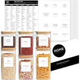 v2croft 168 PCS White Minimalist Pantry Labels, Black Text, Water Resistant | Matte vinyl, self-adhesive, oil resistant, for 