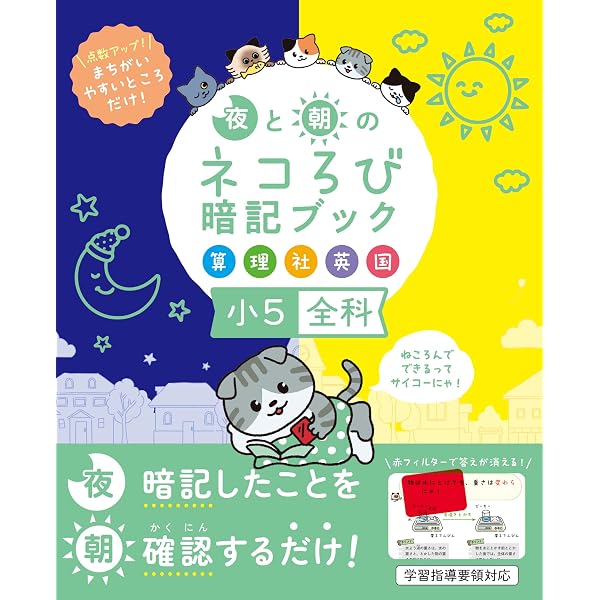夜と朝のネコろび暗記ブック 小4全科（算・理・社・英・国） 点数