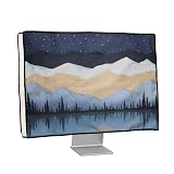 kwmobile 27-28"モニター対応 モニターカバー - PC 画面 パソコン ホコリ 防止 - 防塵 リネン ボタニカルカラーデザイン