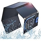 BigBlue 28W ソーラーチャージャー 電流計 ソーラー 充電器 2USBポート(5V/4.0A) ソーラーパネル 折り畳み式 防水 カラビナ付き 地震 災害時 アウトドア iPhone iPad Android各種対応(B401E-28)